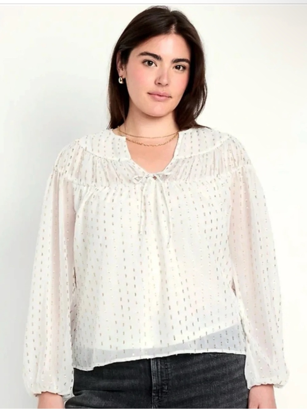 Old Navy XL Tie-Front Chiffon Top feminine dainty romantic Boho Cottagecore NEW
